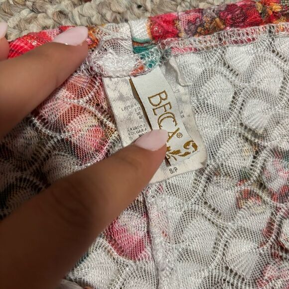 Becca by Rebecca Virtue Floral Crochet Lace Slit Wide Leg Swim Cover Size Small - Picture 9 of 10